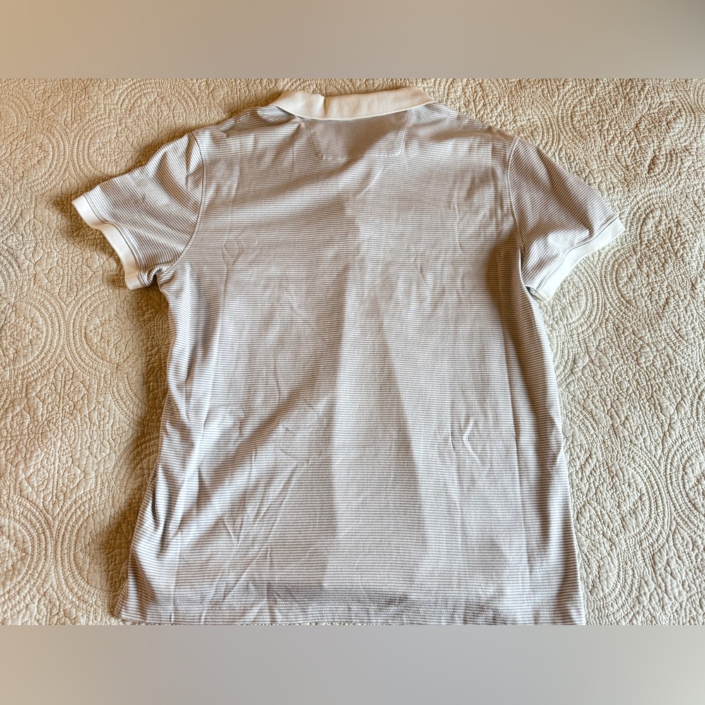 Calvin Klein White and Gray Striped Polo Shirt liquid touch size large - Picture 4 of 6
